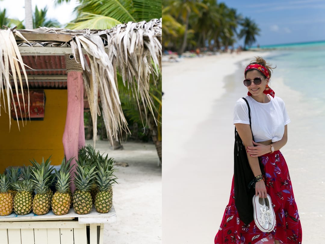 blogger moda española outfit de playa falda roja Isla Saona Republica Dominicana